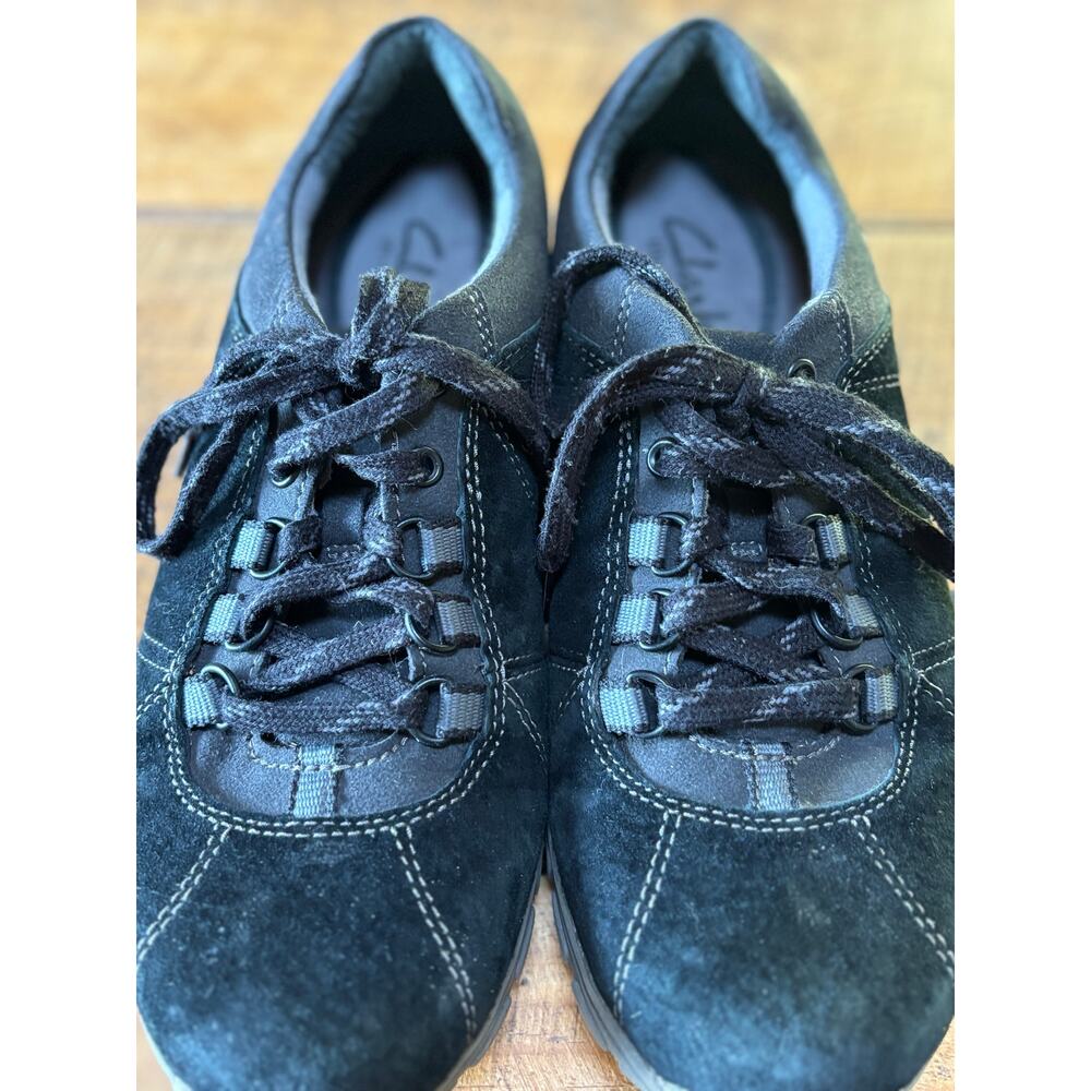 Clarks Collection Womens Triumph Film Sneakers Black Suede Shoes Size 8 - Picture 4 of 9